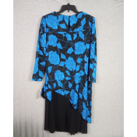 Vintage Dress 14 1/2 Blue Black Formal Lorac Original Division Lady Carol - Picture 6 of 14